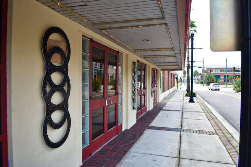 The Ritz Theater (1929) in the LaVilla neighborhood of Jacksonville, Florida, was renovated in 1999. The facade includes wall sculptures by California artist Susan Cooper titled, 'LaVilla Braid," (2007).