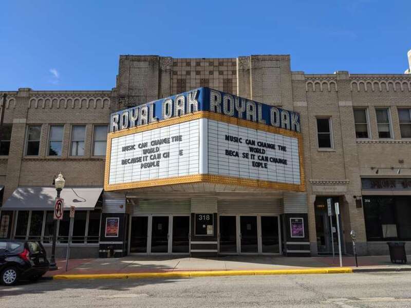 Marquee of the Royal Oak Music Theatre in Royal Oak, Michigan
