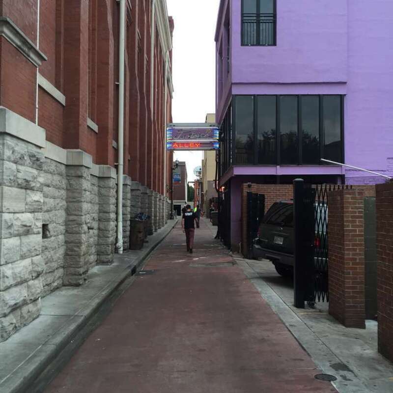 Alley between the Ryman Auditorium and the rear of Broadway "Honky Tonks" in Nashville, Tennessee