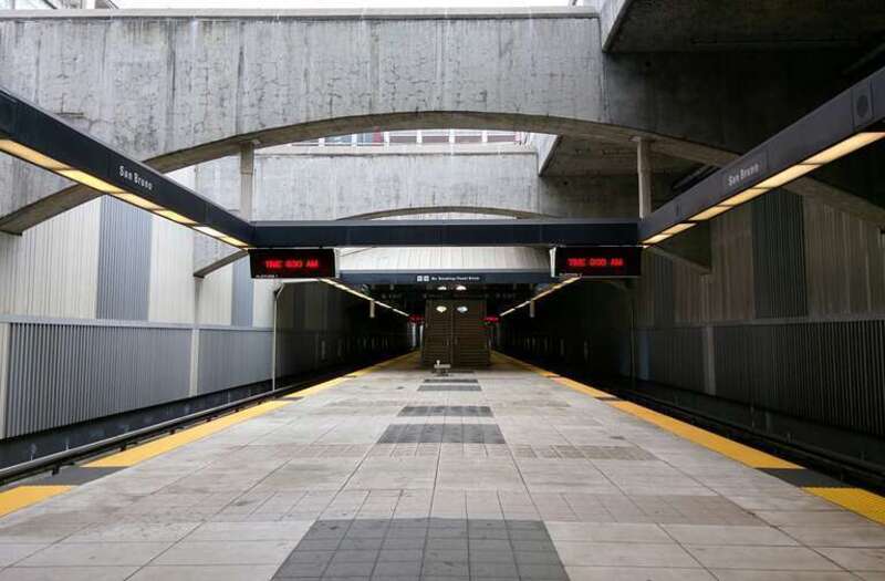 The platform at San Bruno BART station in August 2015