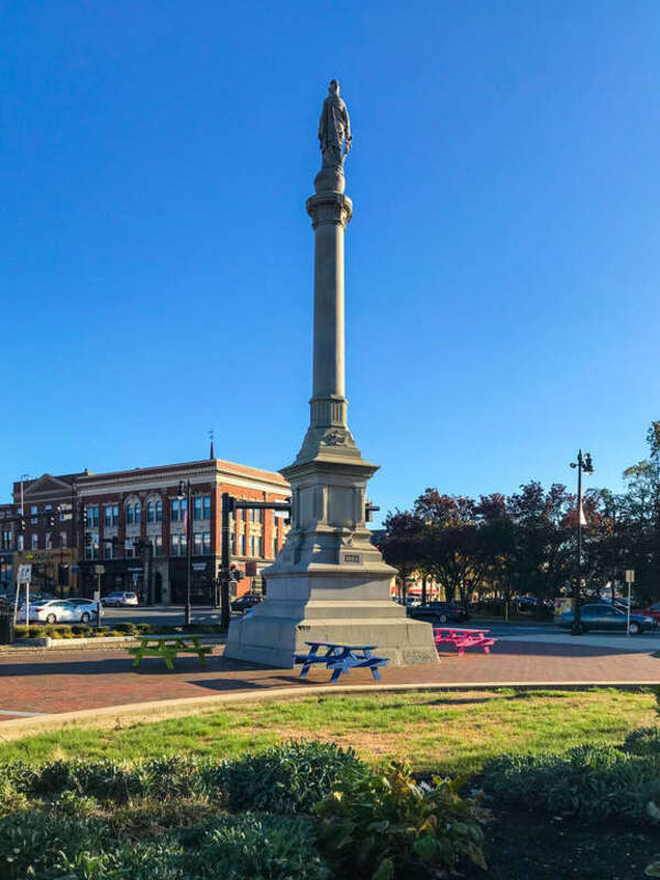 Soldiers and Sailor Monument in Peabody Square, in Peabody, Massachusetts