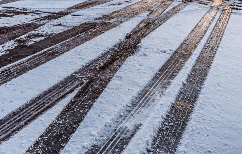 Tire tracks in fresh snow and ice at Land of Memories Park in Mankato, Minnesota, in winter.
--
Copyright © 2018 Tony Webster.
Email: tony@tonywebster.com 

Phone: +1 202-930-9200
