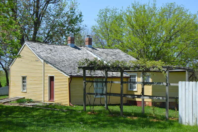 Rear and eastern side of the Trobaugh-Good House, located at the Rock Springs Conservation Area southwest of Decatur in Decatur Township, Macon County, Illinois, United States.  Built in 1847, it is listed on the National Register of Historic Places.