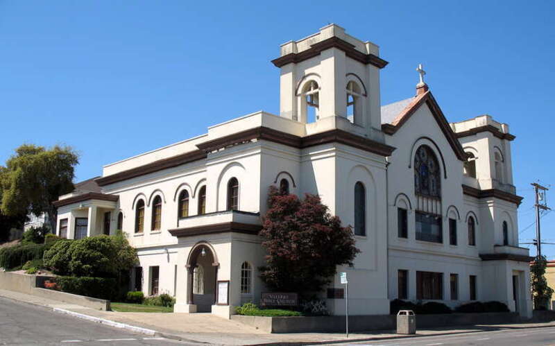 Vallejo Bible Church (formerly First Presbyterian), 448 Carolina St., Vallejo, California. Contributing property to the Saint Vincent's Hill Historic District.