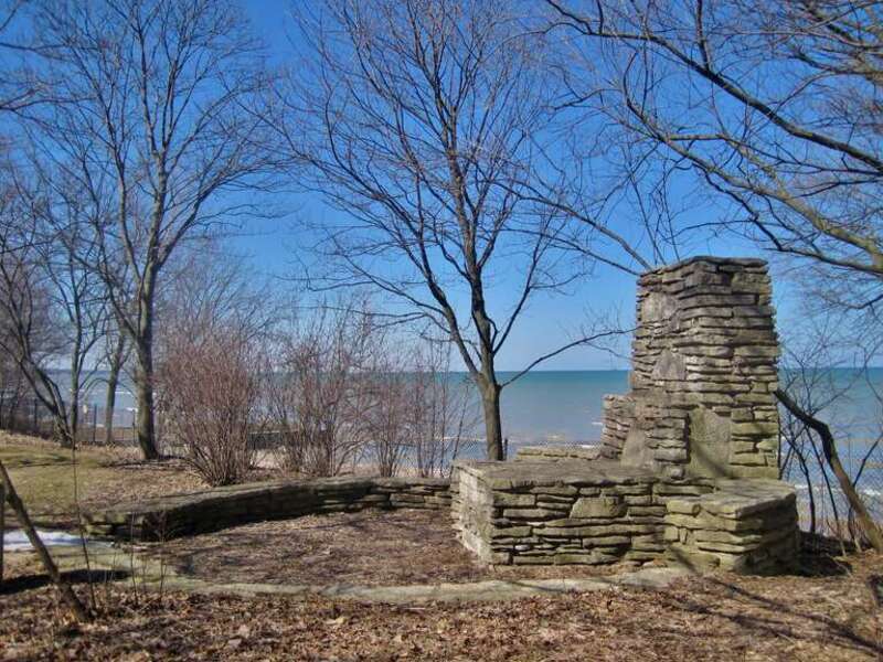 The Wild Flower and Bird Sanctuary in Mahoney Park in Kenilworth (1933). The park was conceived in 1929 for the purposes of nature study. Jens Jensen was commissioned to design the park, which was completed in 1933. Three council rings, a favorite