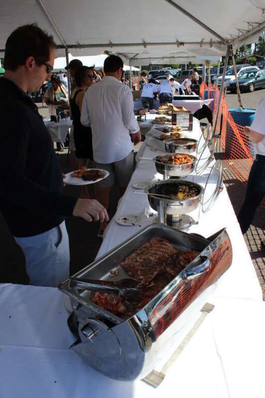 Wine Country Bistro and Bottle Shop on Line Avenue held its fourth annual "Wine and Swine" shindig on Sunday, April 22. As the event's name would suggest, the main attractions are wine - lots of varieties are available to sample - and pork cooked