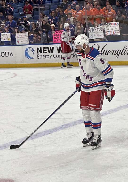 Ben Harpur with the New York Rangers in 2023