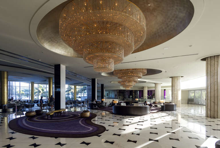 The main lobby of the Fontainebleau Miami Beach, Florida, USA