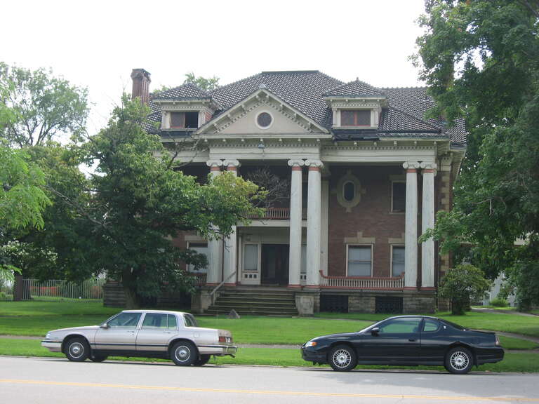 Front of the George J. Renner, Jr. House, located at 277 Park Avenue in Youngstown, Ohio, United States.  Built in 1907, it is listed on the National Register of Historic Places, and it is part of a Register-listed historic district, the Wick Park