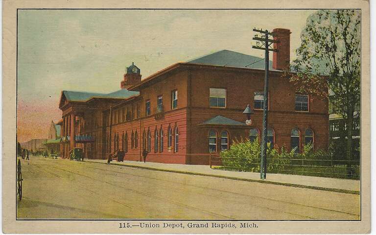 Exterior of Union Station from across Ionia Avenue.