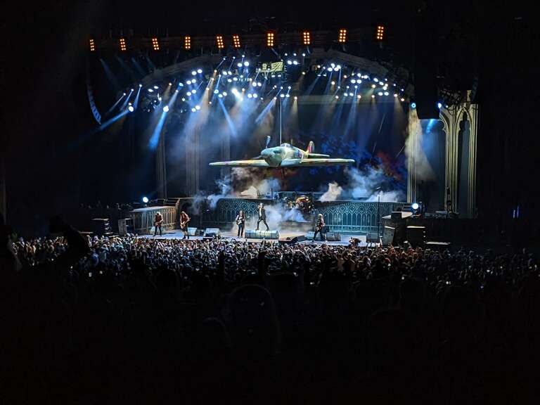 Iron Maiden performing "Aces High" as the encore of their concert at the North Island Credit Union Amphitheatre on 25 September 2022.