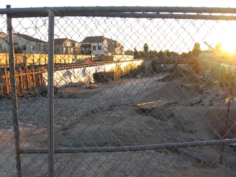 An underpass being built along Kato Road in Fremont, California, USA.  The underpass is ostensibly for the BART extension to Silicon Valley but will also help the Union Pacific Railroad avoid auto and truck traffic too.