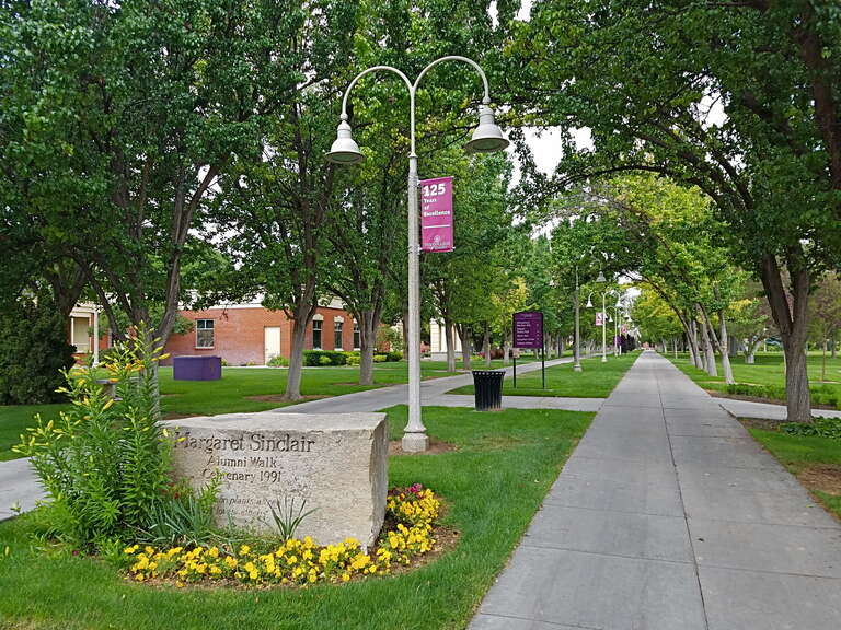 A view of the Margaret Sinclair Alumni Walk at the College of Idaho