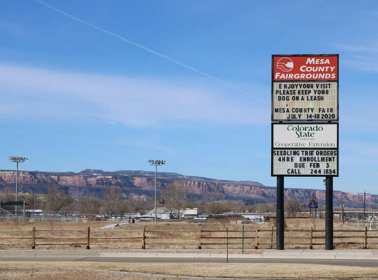 The Mesa County Fairgrounds, located at 2785 U.S. Highway 50 in Orchard Mesa, Colorado.