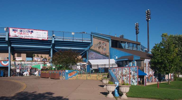 Midway Stadium, 1771 Energy Park Dr, St Paul, Minnesota, USA.  Viewed from the west.