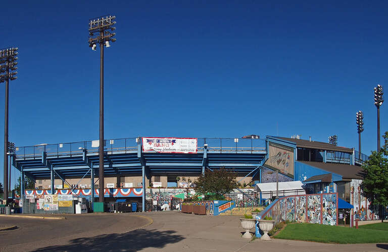 Midway Stadium, 1771 Energy Park Dr, St Paul, Minnesota, USA. Viewed from the west.