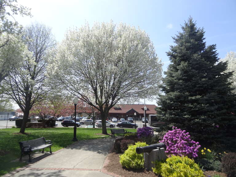 Odell Park
(Also known as Veterans Memorial Park) 
150 Rantoul Street 
Beverly, Massachusetts
Looking toward the Beverly Depot

Between the Post Office on Rantoul Street and the Beverly Depot on Park Street