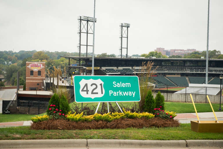 Presentation of new sign at the Salem Parkway Groundbreaking, located at the BB&amp;T Ballpark.