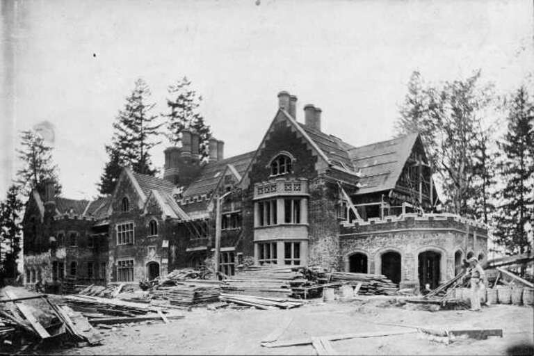 Thornewood Castle under construction circa 1910, Lakewood, Washington
