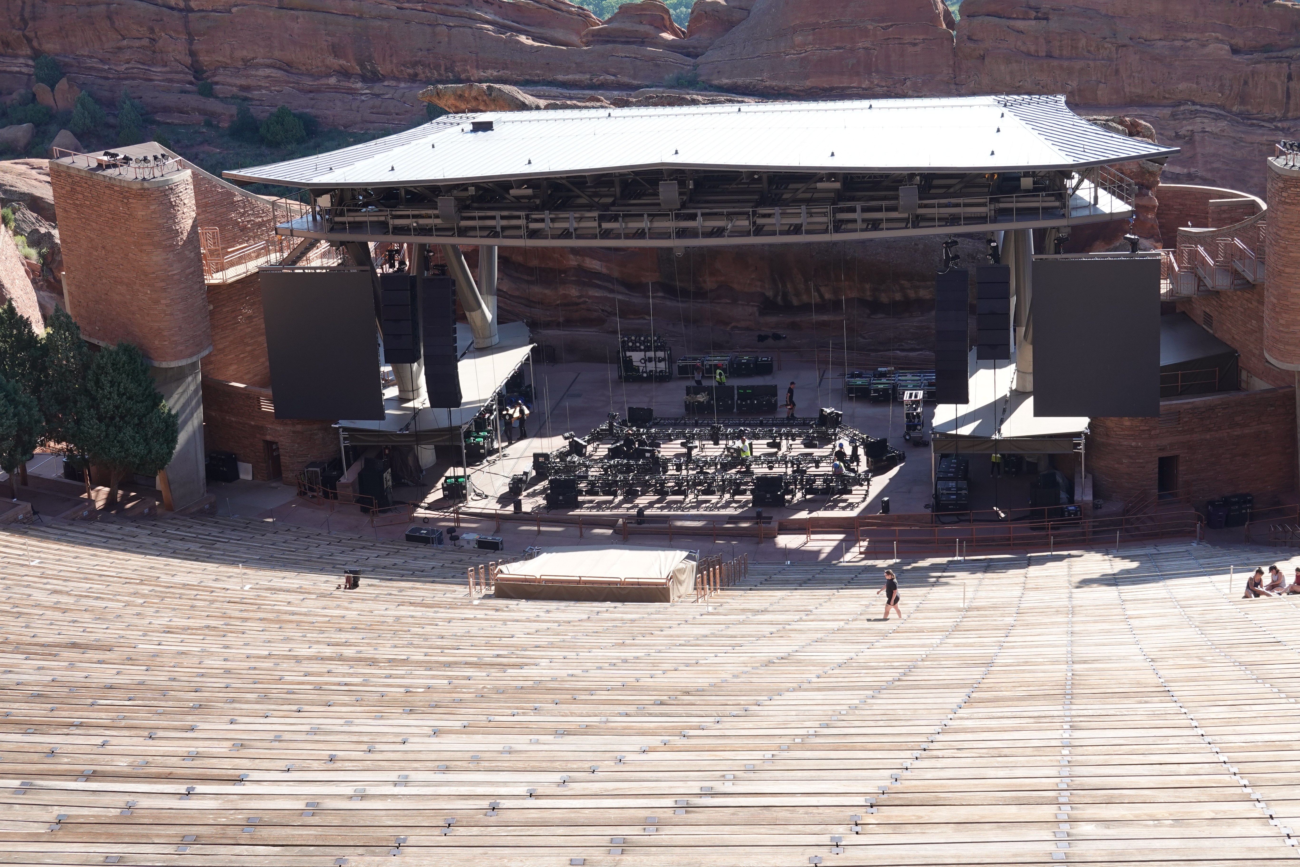Red Rocks Amphitheatre is an open-air Amphitheatre built into a rock structure in the western United States, near Morrison, Colorado, ten miles (16 km) west of Denver