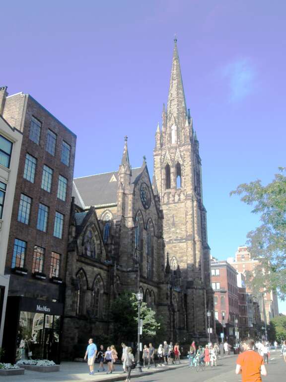 The Church of the Covenant located at 67 Newbury Street at the corner of Berkeley Street in the Back Bay neighborhood of Boston, Massachusetts, was built in 1865-67 for the Central Congregational Church, and was designed by Richard M. Upjohn in the