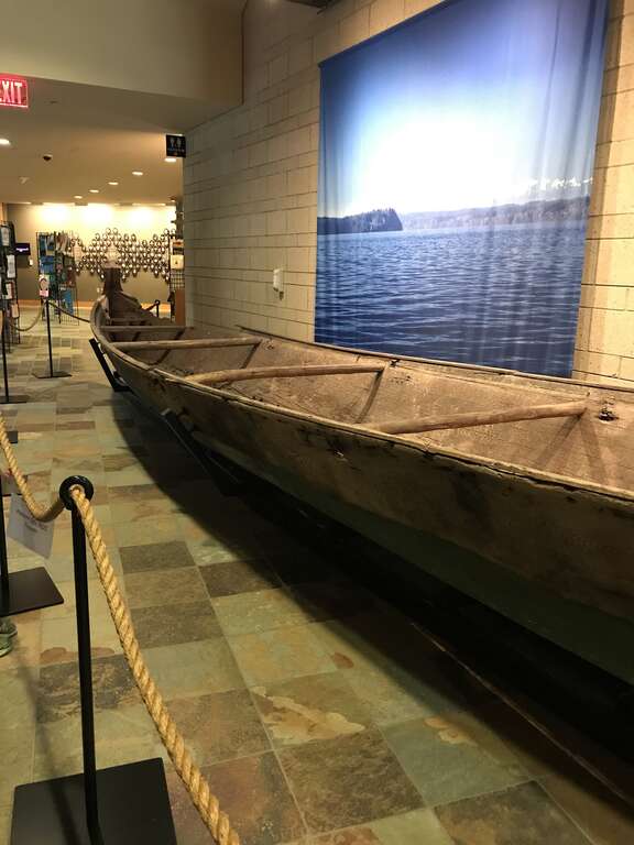 Hand carved, ancient canoe at Hibulb Cultural Center, Tulalip Washington