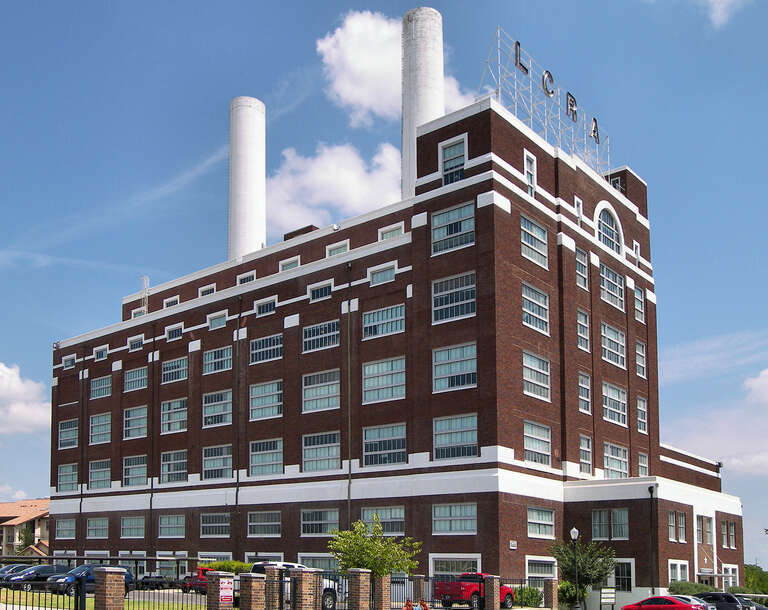 The former Comal Power Plant in New Braunfels, Texas, United States. The building was listed on the National Register of Historic Places on August 20, 2004. The power plant and grounds were converted to a mixed-use community in 2005.