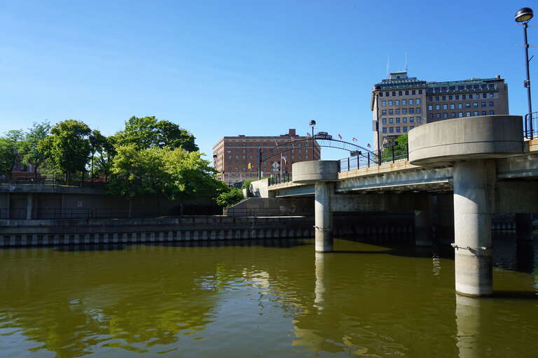 The Flint River in Flint, Michigan (United States).