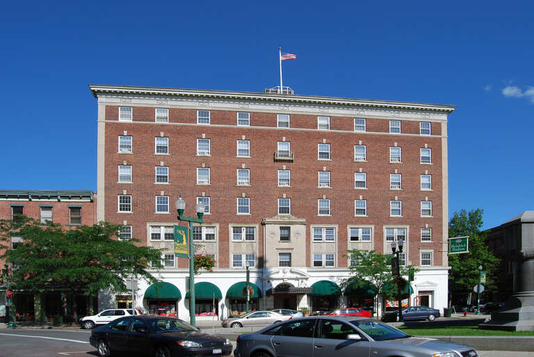 The old Hendrick Hudson Hotel located on Monument Square, part of the Central Troy Historic District in Troy, New York, United States