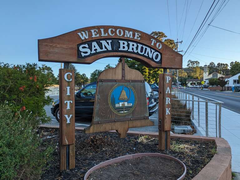 Bell-shaped sign at San Bruno City Pwrk