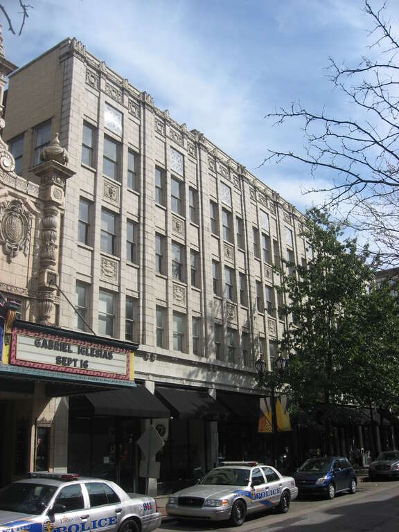 Front of the Theater Building, located at 625-633 S. Fourth Street in downtown Louisville, Kentucky, United States.  Built in 1928, it is listed on the National Register of Historic Places.