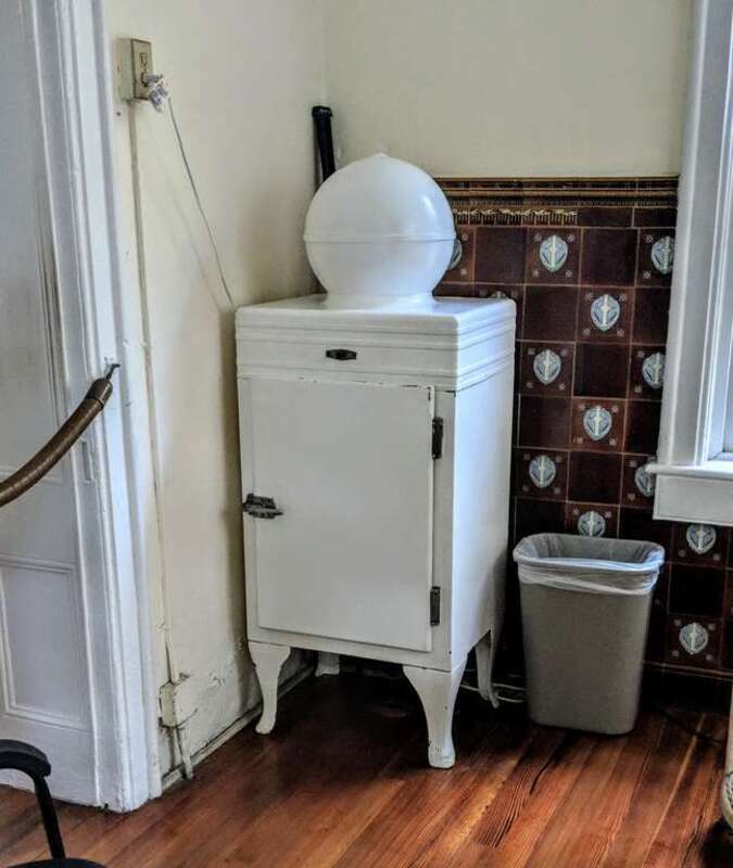An antique General Electric "globe top" refrigerator in the kitchen of the Ernest Hemingway House in Key West, Florida. Manufactured in the 1930s. Photo by Jim Heaphy.