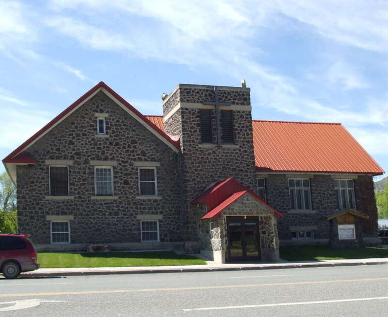 The Arco Baptist Community Church, a historic church in Arco, Idaho, United States.
