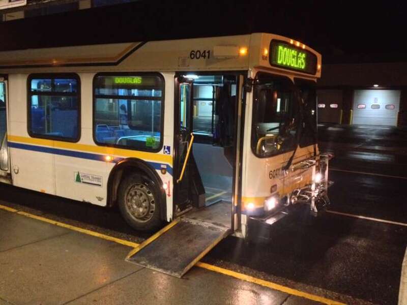 ADA ramp deployed at Capital Transit Bus Stop, Juneau, Alaska.