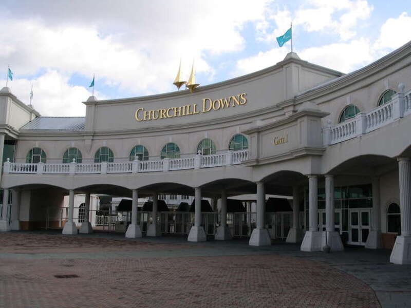 Churchill Downs, located on Central Avenue in south Louisville, Kentucky, United States, is a Thoroughbred racetrack most famous for hosting the Kentucky Derby annually. It officially opened in 1875, and held the first Kentucky Derby and the first