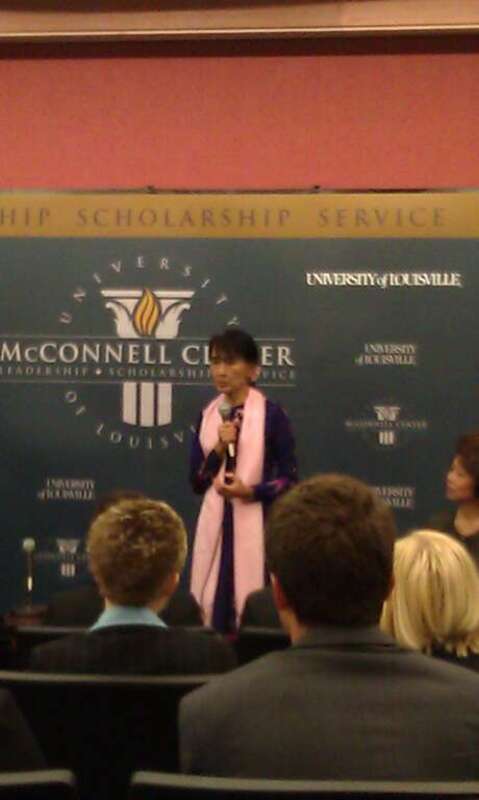 Daw Aung San Suu Kyi speaking at the McConnell Center