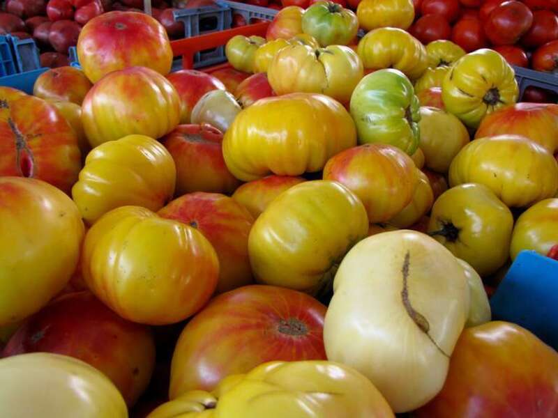 Fruits and vegetables for sale on August 5, 2012 at Eastern Market in Washington DC.
More at The Schumin Web:
<a href="https://www.schuminweb.com/photography/fruit-stands/" rel="noreferrer
