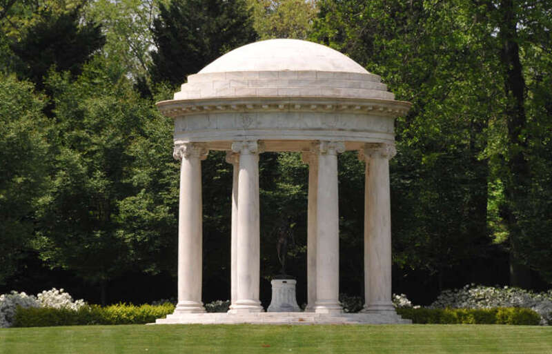 TEMPLE OF LOVE PATTERNED AFTER LE PETIT TRIANON IN VERSAILLES INSIDE IS A FULL SIZE STATUE OF DIANA THE HUNTRESS BY HOUDON