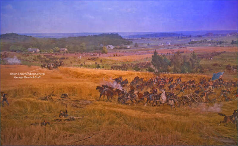 'The Battle of Gettysburg', also known as the Gettysburg Cyclorama, is a cyclorama painting by the French artist Paul Philippoteaux depicting "Pickett's Charge", the climactic Confederate attack on the Union forces on Cemetery Ridge during the Battle