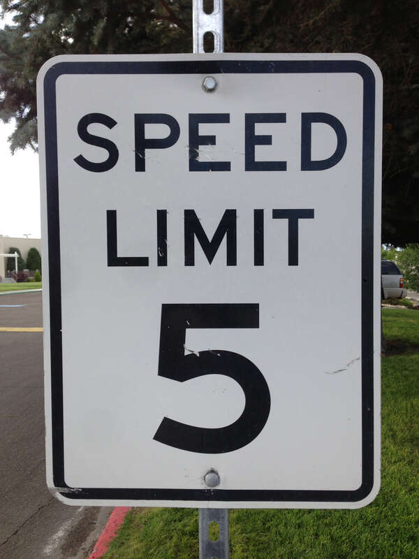 Speed Limit 5 miles per hour sign at the Elko Convention Center in Elko, Nevada