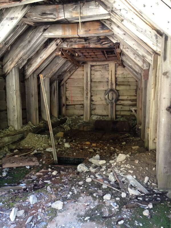An abandoned mine shaft in the ghost town of Burke, Idaho