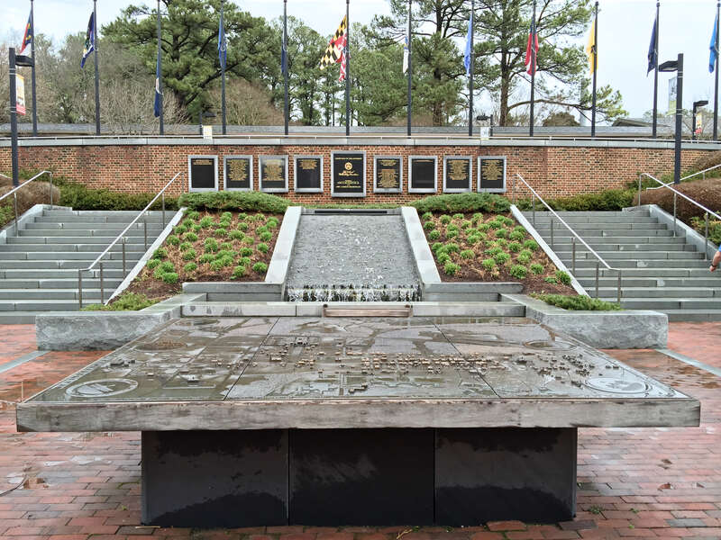 The Courtyard of Philanthropy at the Colonial Williamsburg Regional Visitor Center.