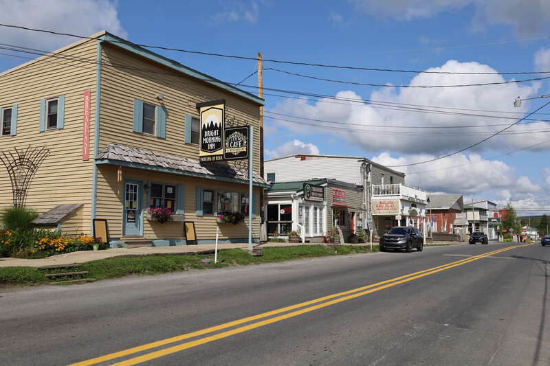 Buildings in National Bank of Davis in Davis, West Virginia in 2020