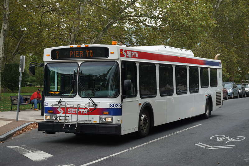 A SEPTA New Flyer D40LF bus in Philadelphia, Pennsylvania (United States).