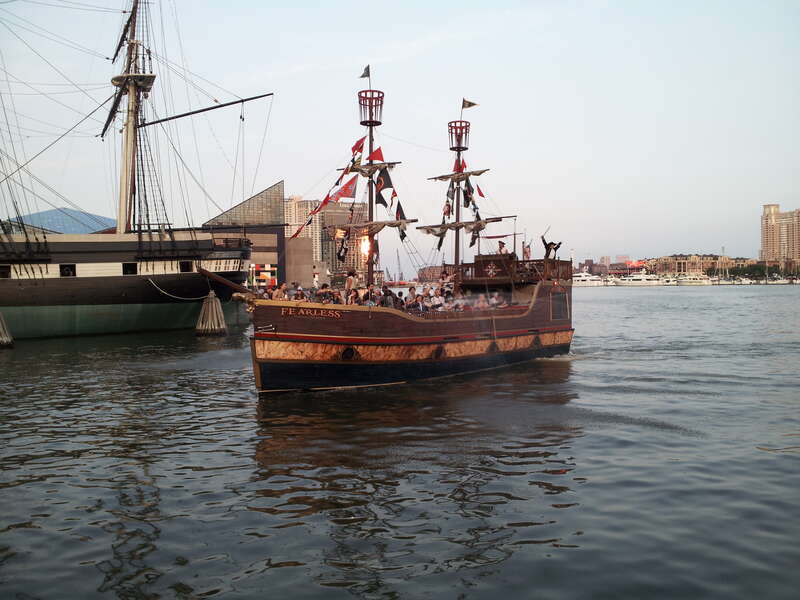 The pirate ship "Fearless" on a pleasure cruise in the Baltimore Inner Harbor.

Ben Schumin is a professional photographer who captures the intricacies of daily life.  This image may be used under Creative Commons Attribution-ShareAlike 2.0.  Please