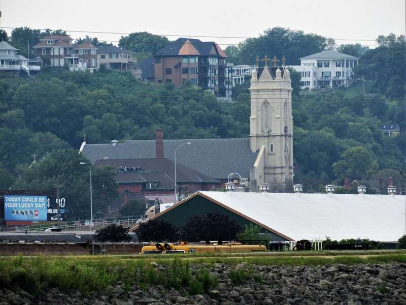 St. Raphael's Cathedral in Dubuque, Iowa from the Mississippi River.