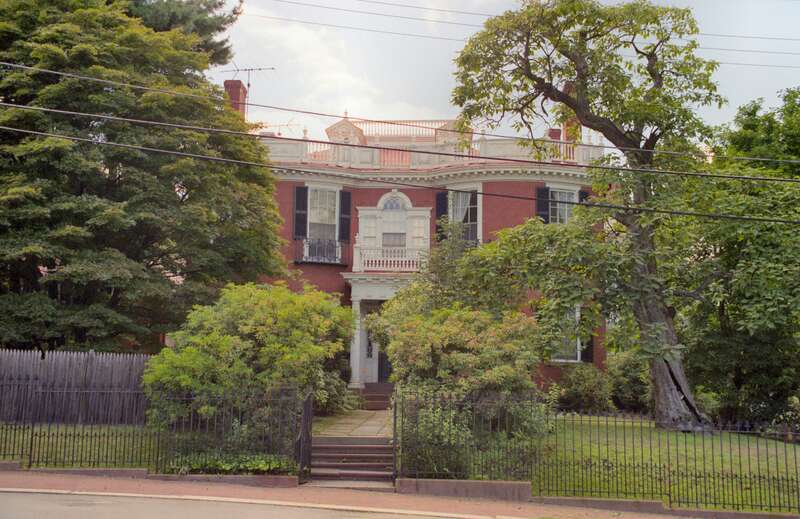 The Halsey House (1801) - 140 Prospect Street - Looking West.  The infamous home of the fictional “Charles Dexter Ward” in “The Case of Charles Dexter Ward.”  Not the address given for his house, but unmistakable nevertheless.  Reputed to be haunted