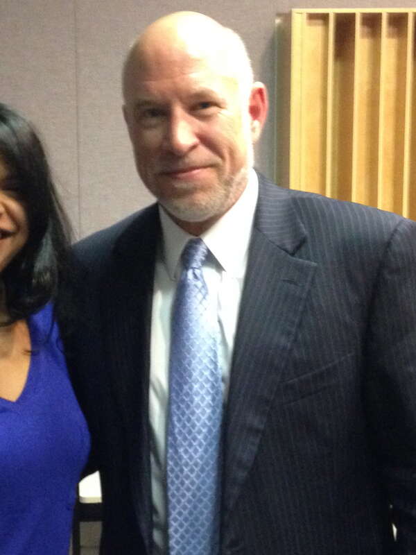 The Chicago Community Trust's President and CEO Terry Mazany with Niala Boodhoo after his #onthetable2014 interview on WBEZ's "Afternoon Shift."