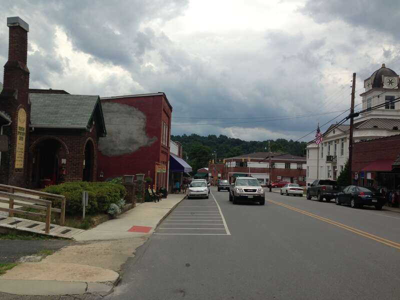A view of North Mitchell Ave in downtown Bakersville, NC