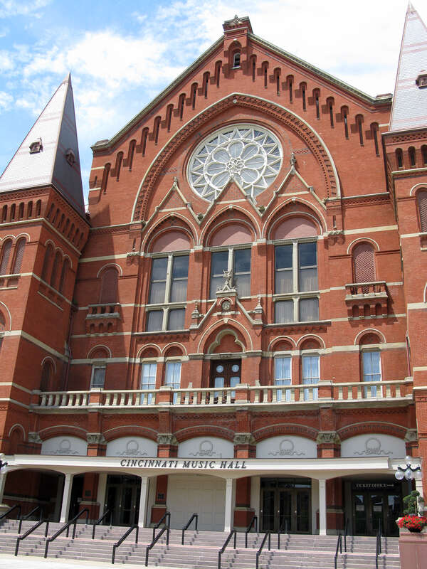 The entrance to Music Hall in Cincinnati, Ohio.